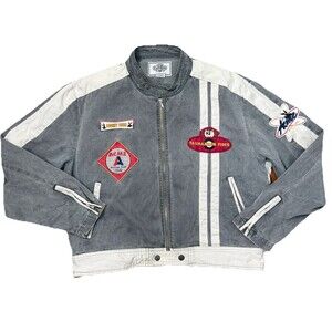 VTG Acme Clothing Co Looney Tunes Bugs bunny NASCAR Moto Jacket Cotton LARGE
